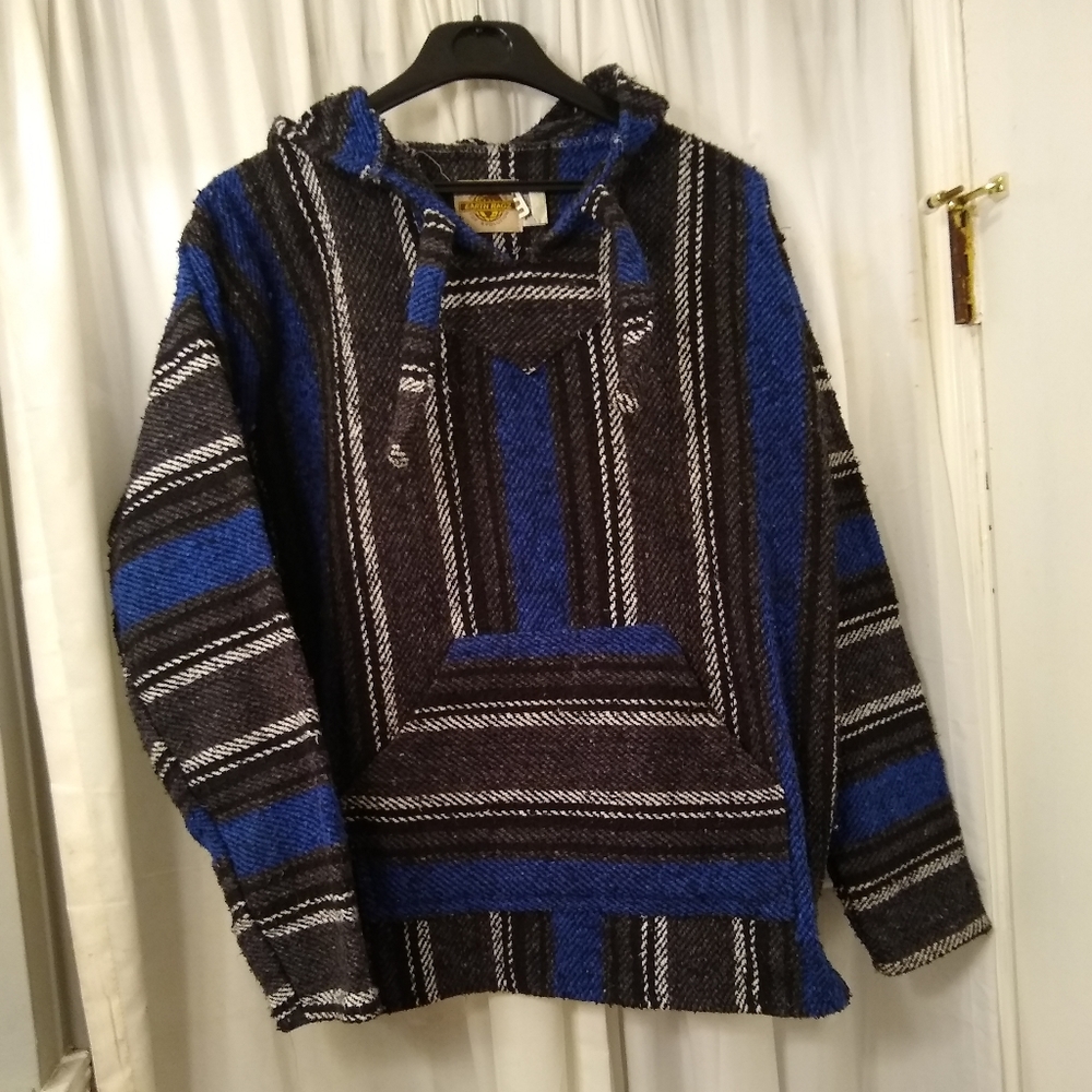 Earth Ragz Rasta Hoodie Blue Black Stripe